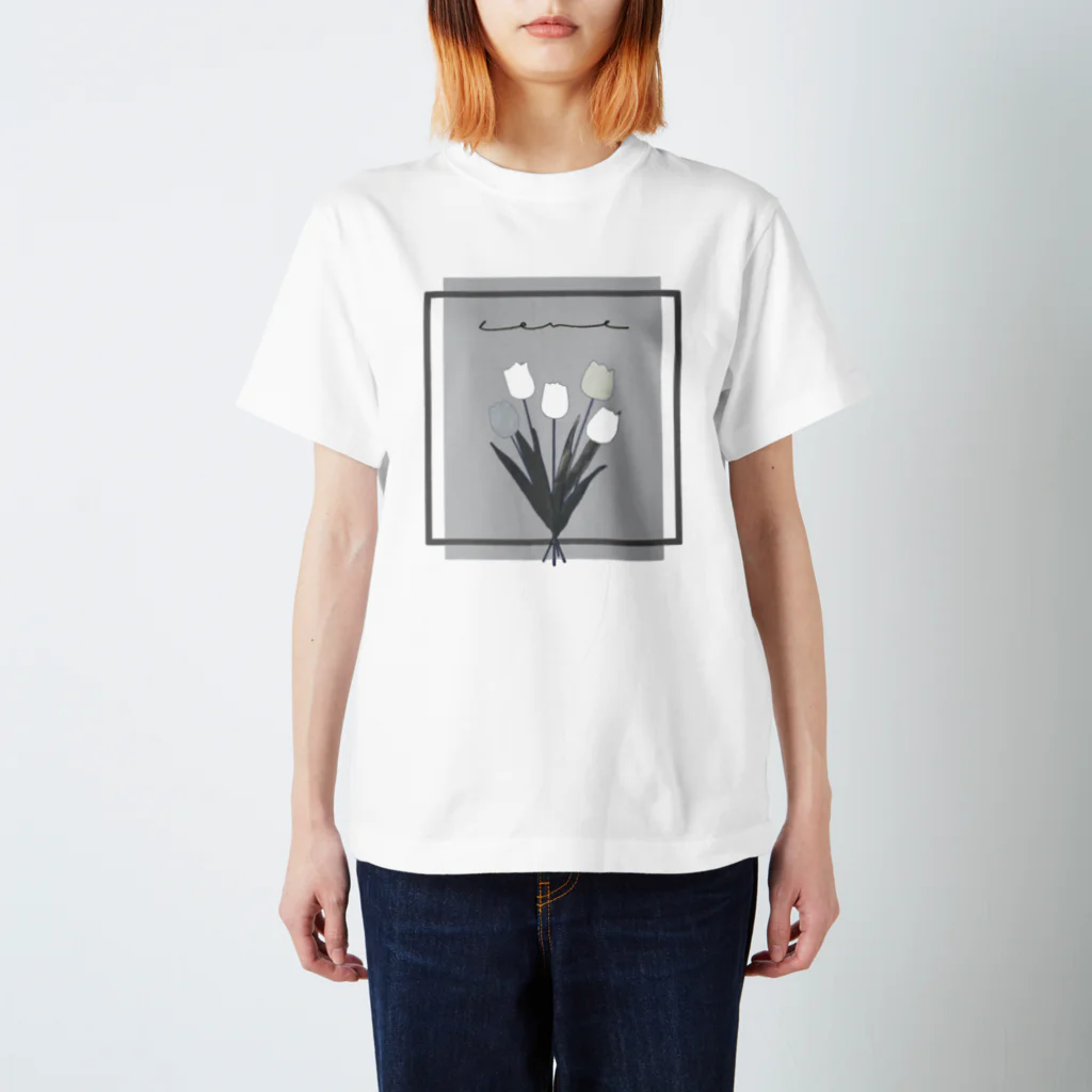 rilybiiのgrayish color × white × charcoal ×  tulip bouquet スタンダードTシャツ