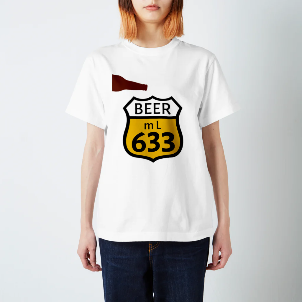 無水屋の【ROUTE 66風】BEER 633 (瓶あり) Regular Fit T-Shirt