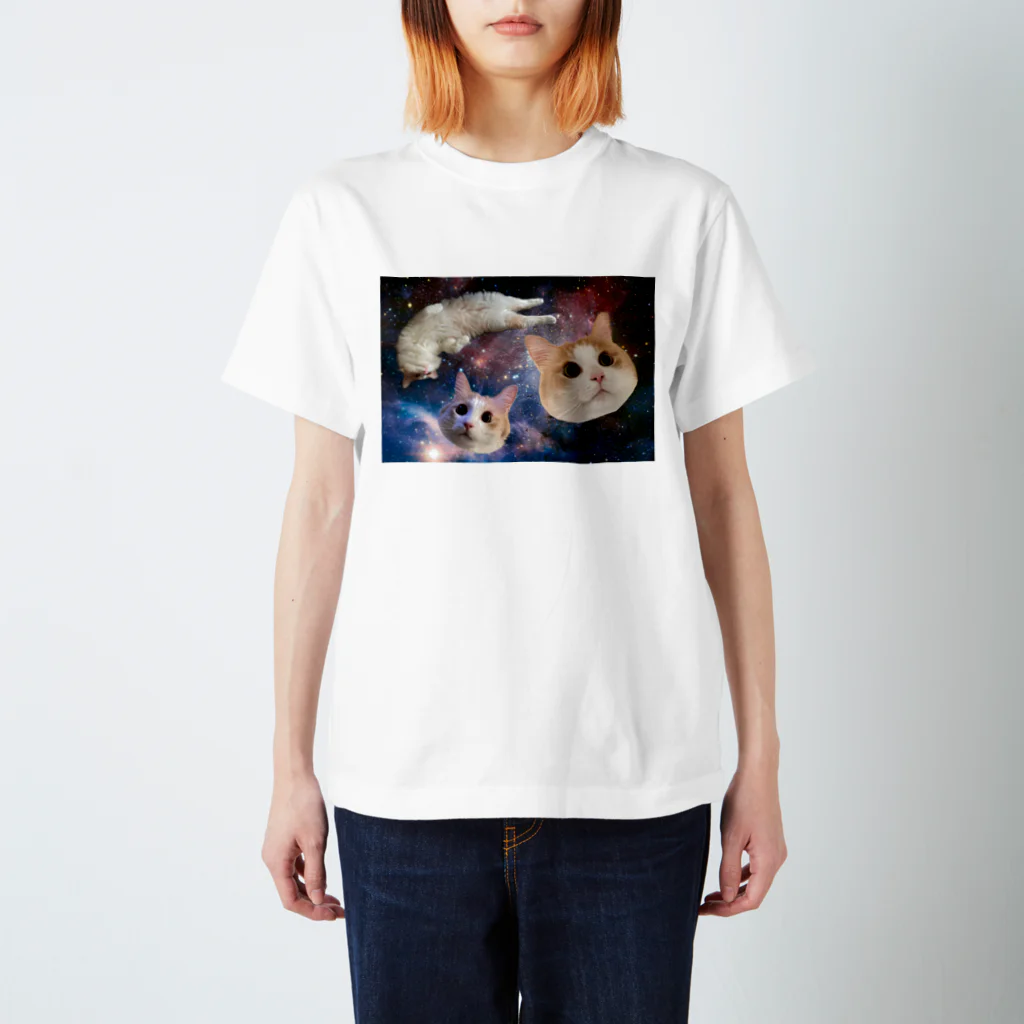 ねこの風太の宇宙を旅する風太 スタンダードTシャツ