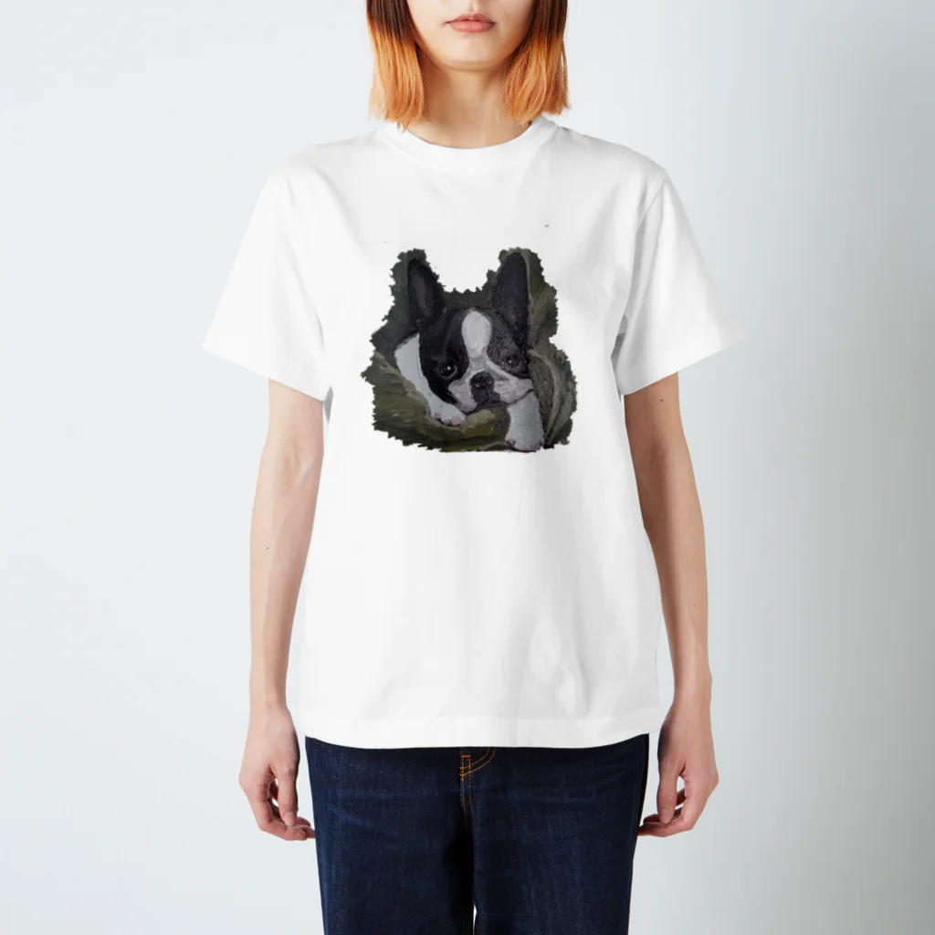 あんこ堂のボストンテリア　油絵　犬　ボステリ Regular Fit T-Shirt
