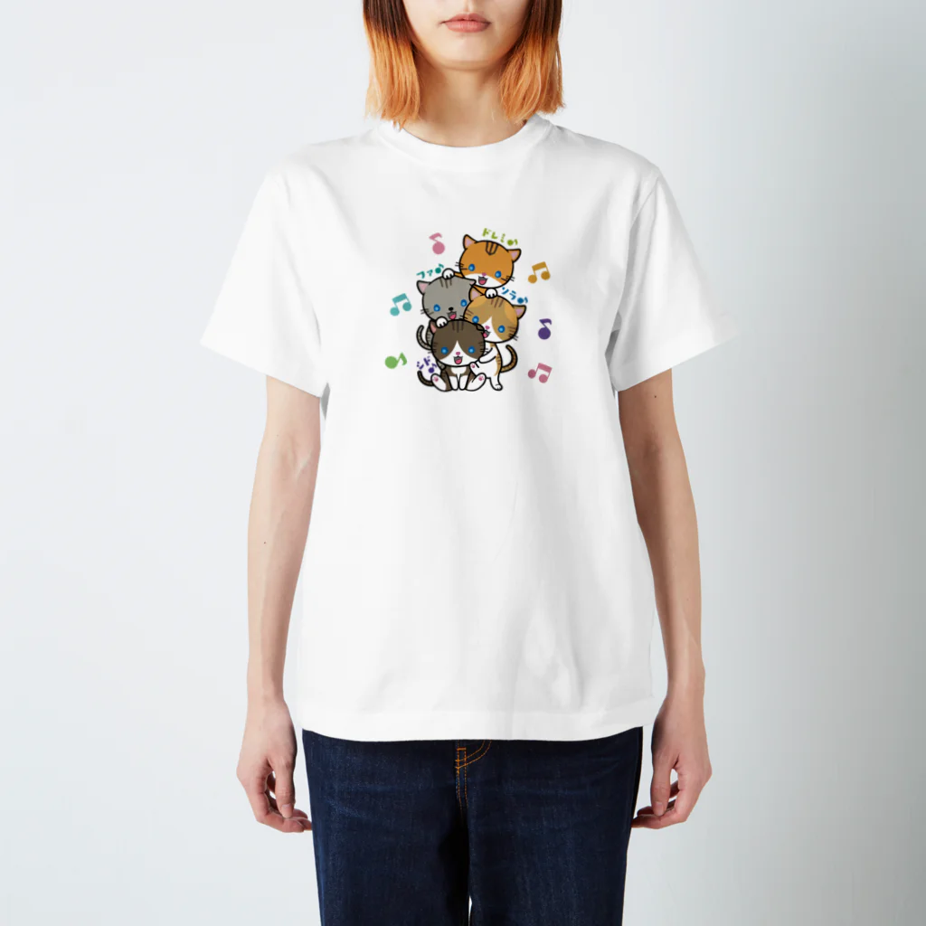にこねこ【保護猫の保育園】のドレミファソラシドTシャツ スタンダードTシャツ