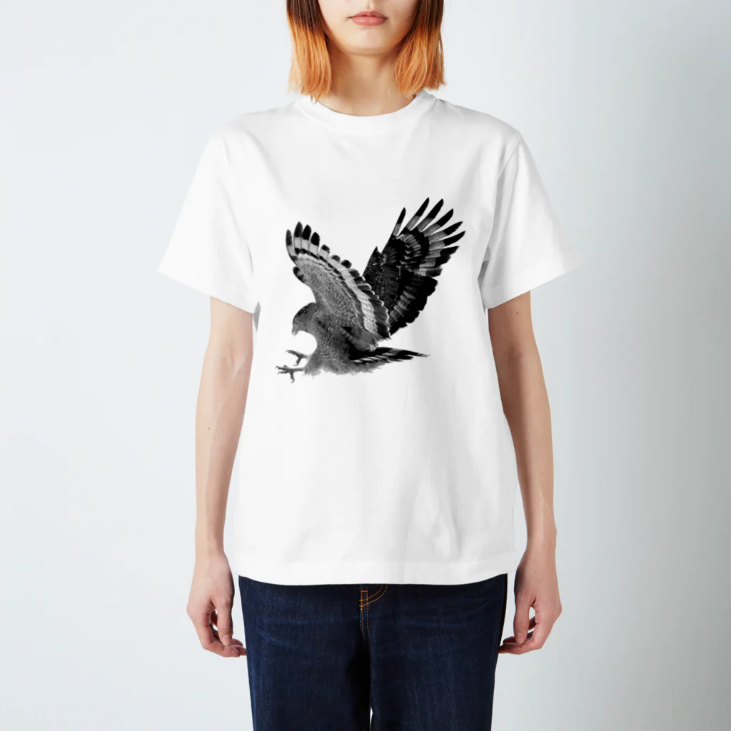 WILDBIRD GOODS SHOPのカンムリワシ・モノクロ スタンダードTシャツ