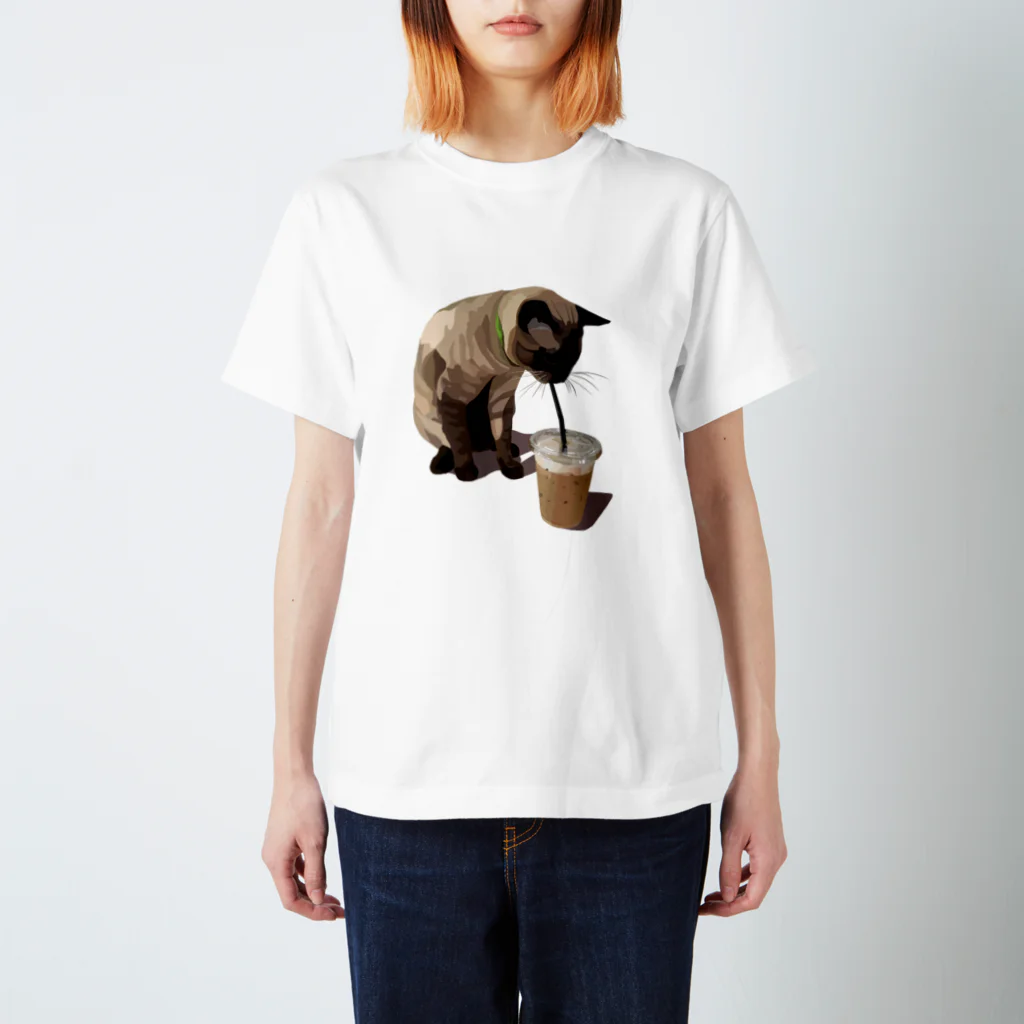 UETANBOのシャム猫のカフェタイム Regular Fit T-Shirt