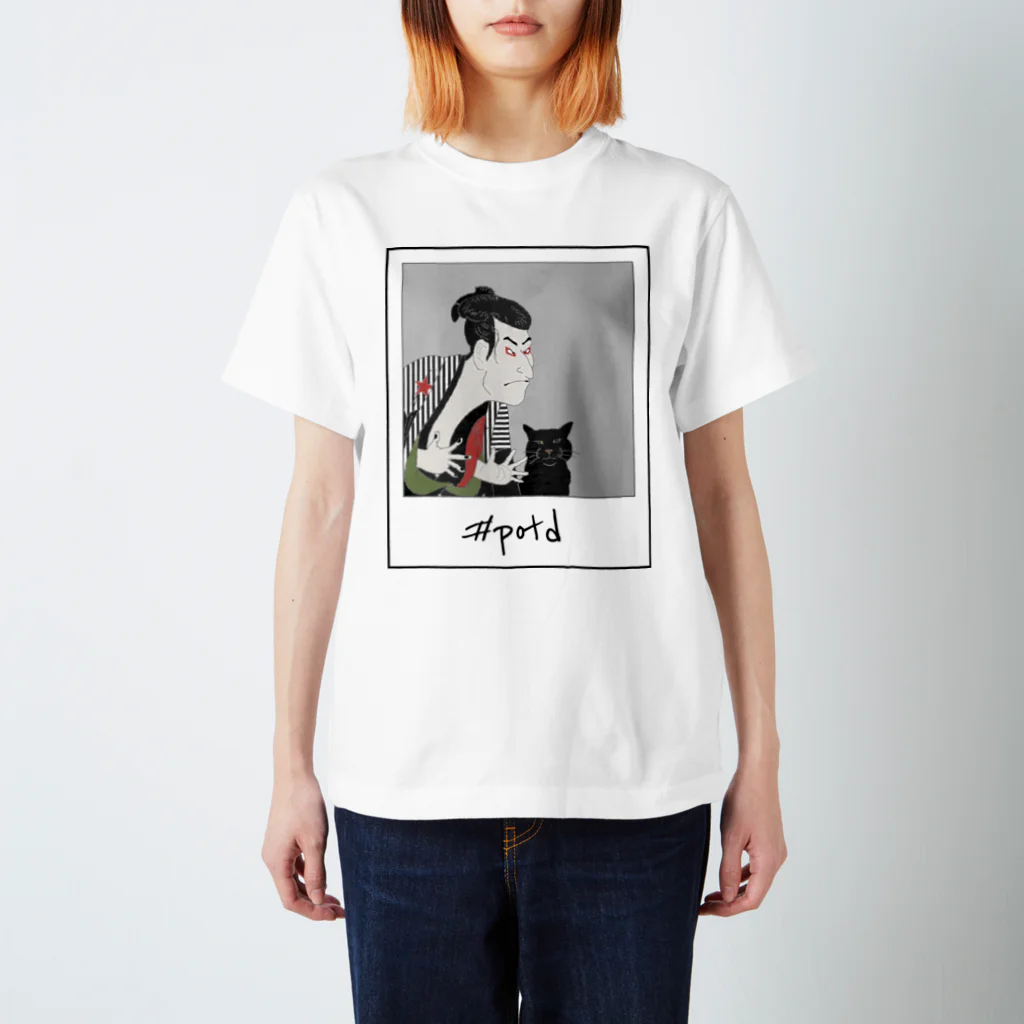 keeeeeep smilingの猫好き写楽　本日もチェキ スタンダードTシャツ