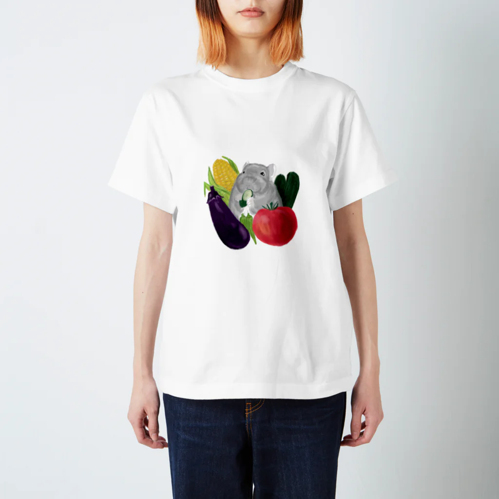 メゾネットすみれ(作家:ゆみ)の夏野菜とチンチラ スタンダードTシャツ