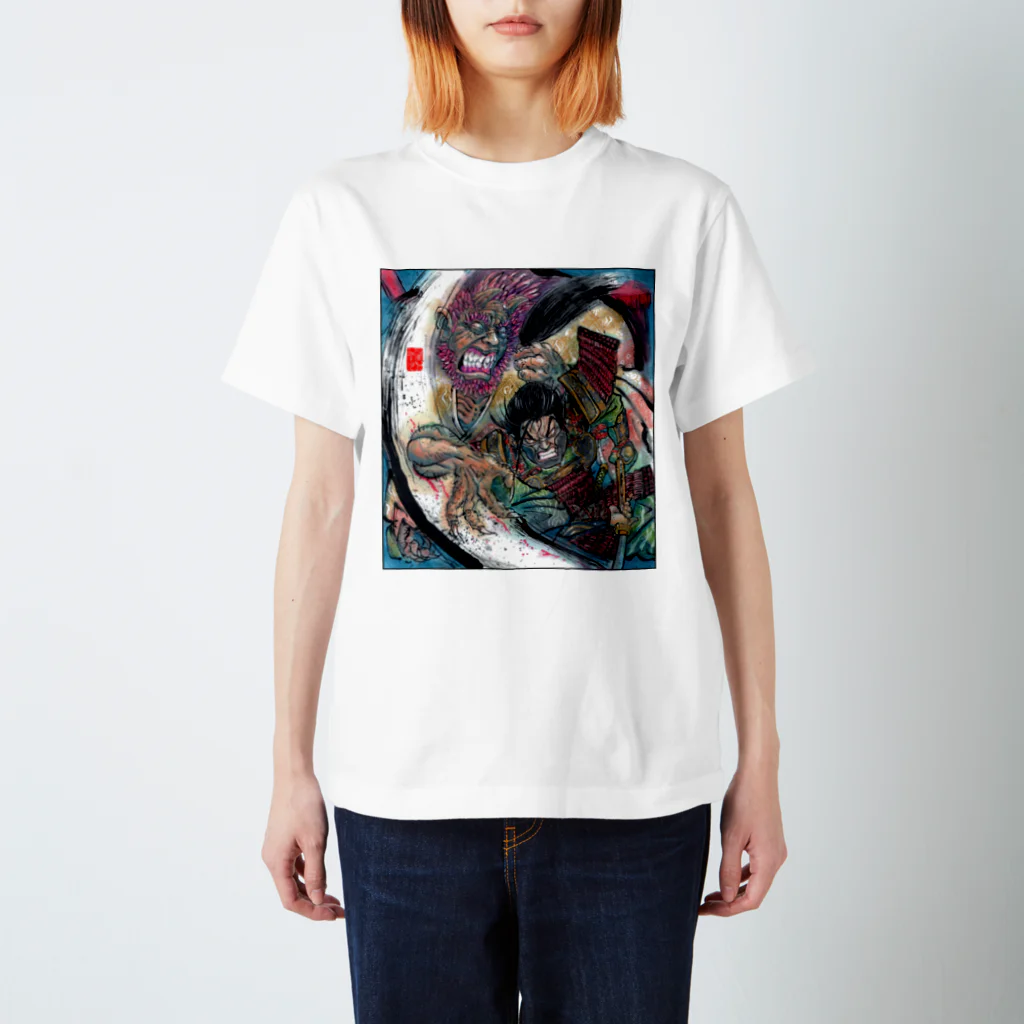 ふくふく商店の渡辺綱と茨木童子墨彩画 Regular Fit T-Shirt