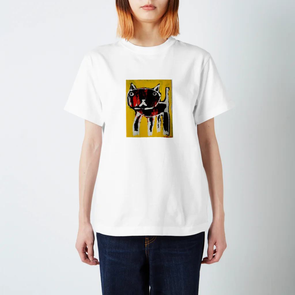 Tominaga Keishiのアニマルシリーズの冨永圭志の「クロネコ」 スタンダードTシャツ