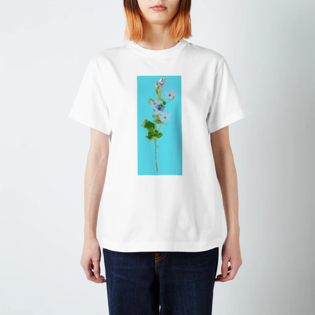 shi-chi Labo graph(詩一）のブルースター(青背景) Regular Fit T-Shirt