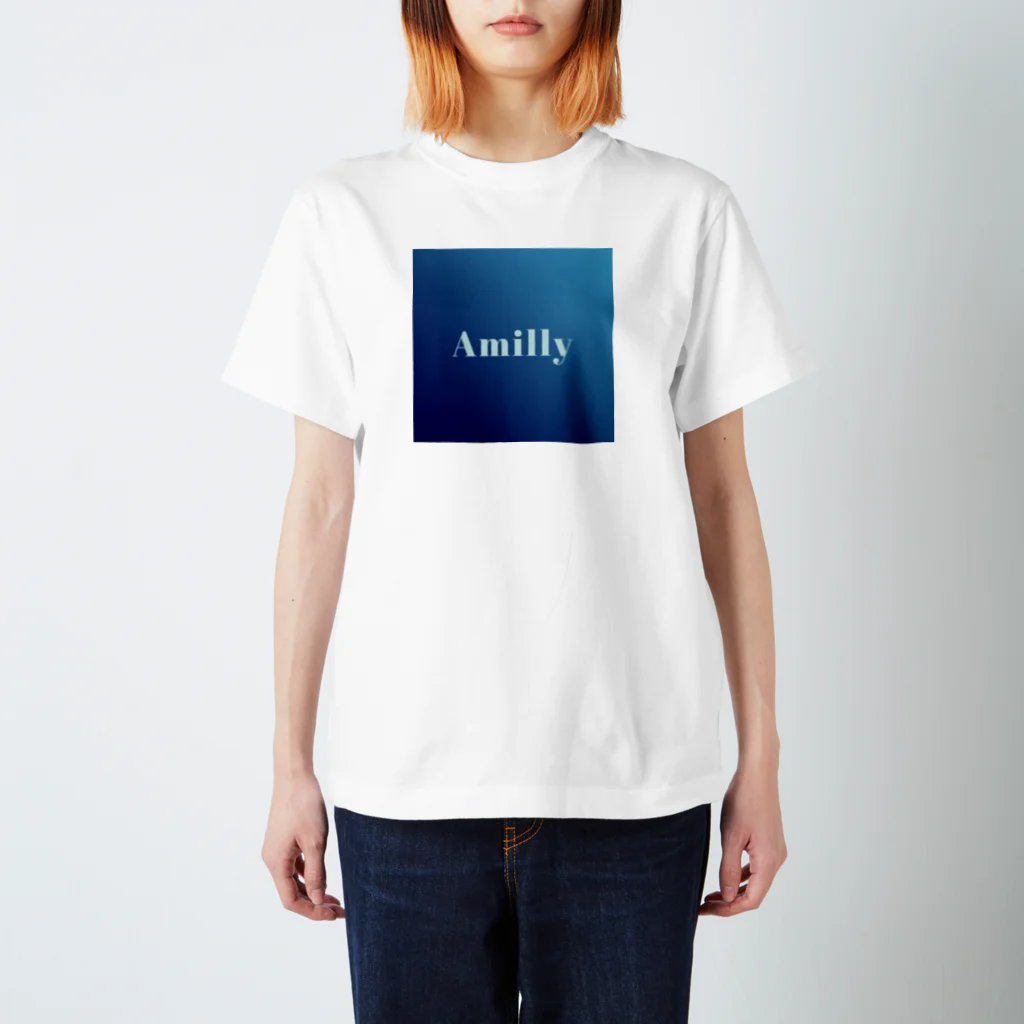 AmillyのロイヤルブルーAmillyロゴ 티셔츠