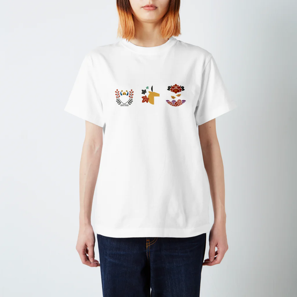 日下田の【まあるい花札】猪鹿蝶 티셔츠