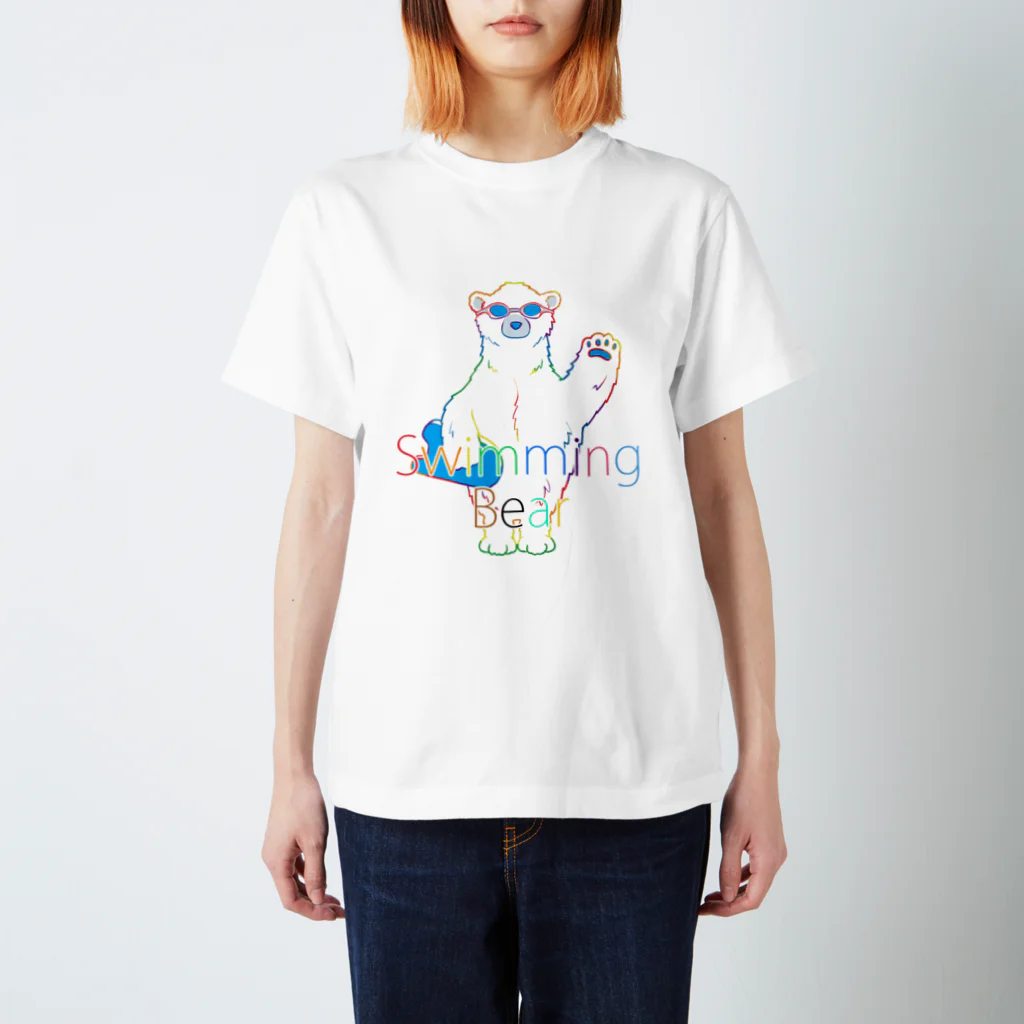 Mark martのSwimming Bear レインボー Regular Fit T-Shirt