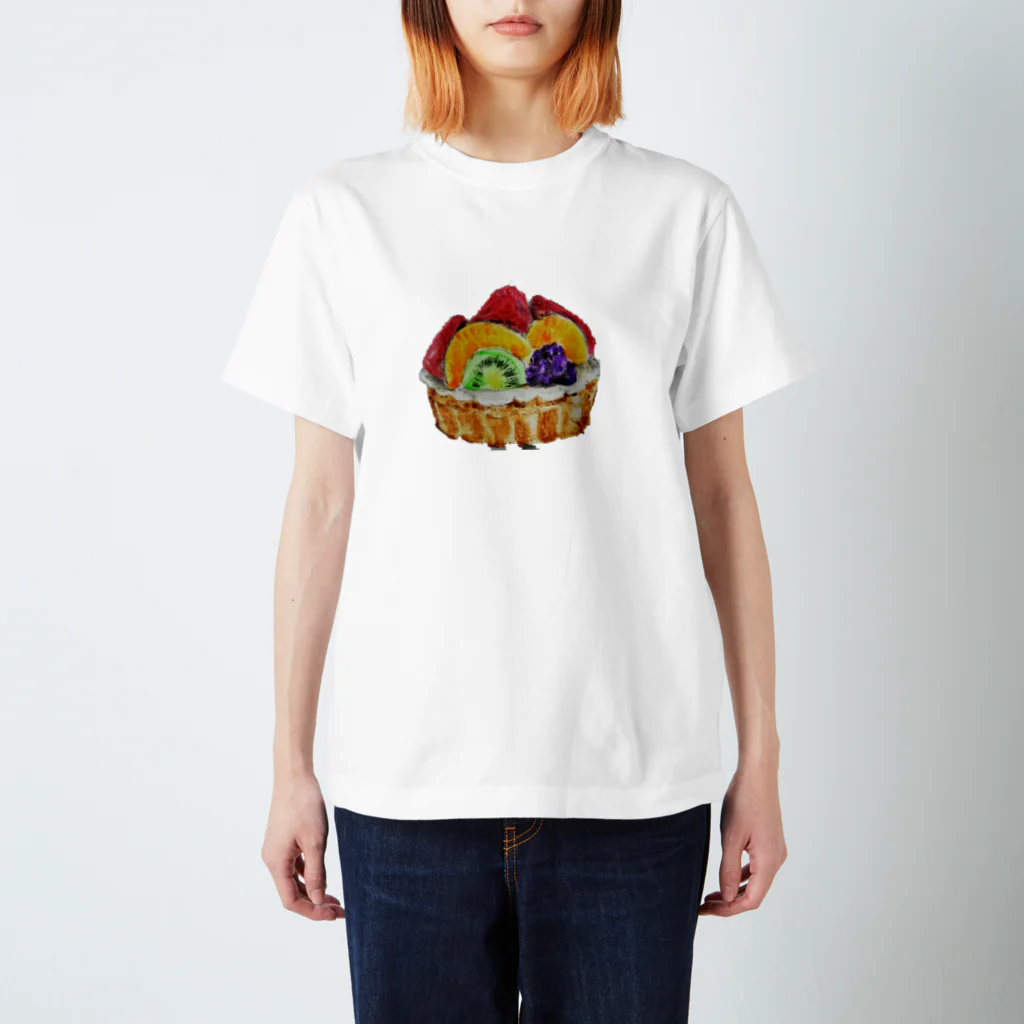 ぴーひゃら食べもの水彩画のフルーツタルト スタンダードTシャツ