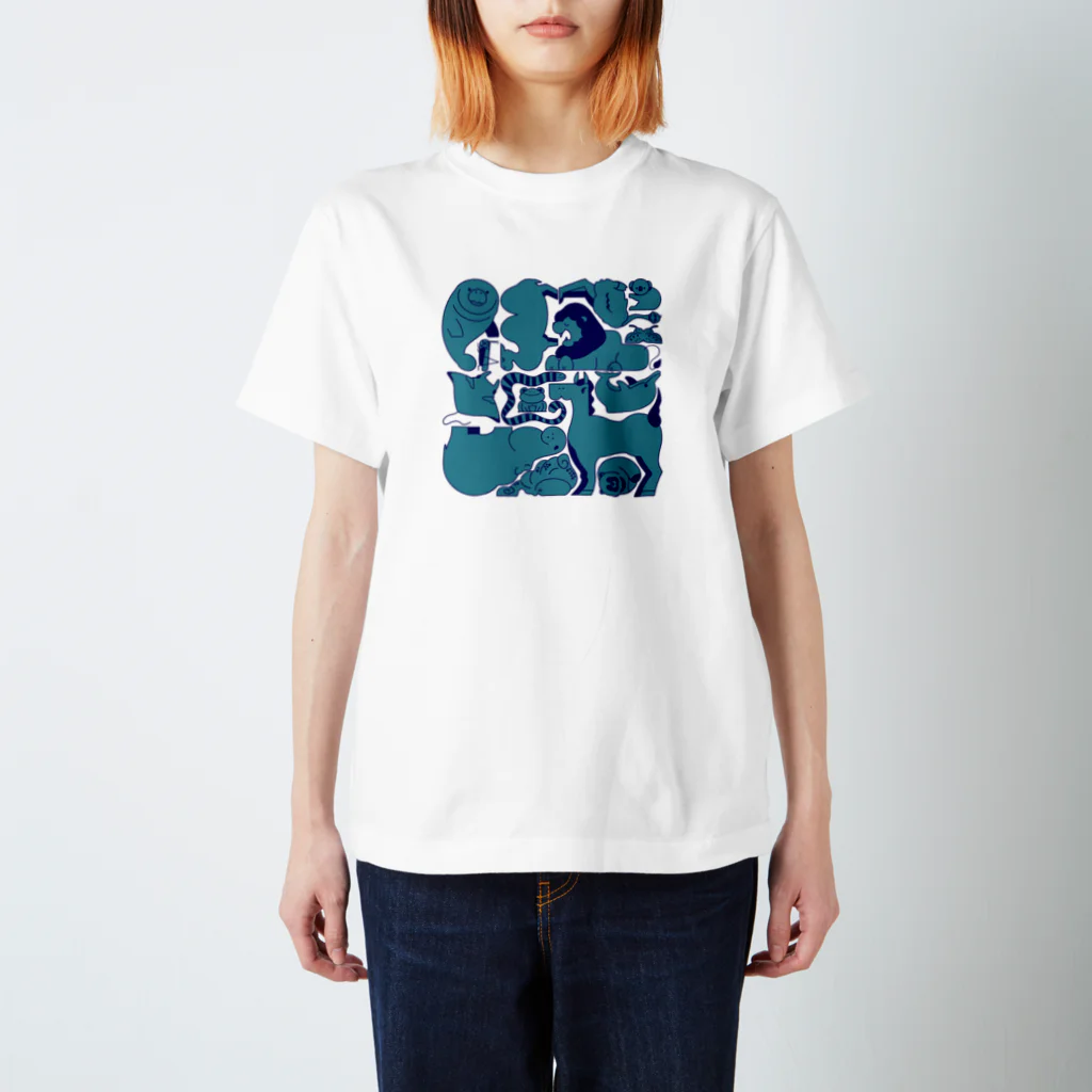 8m【アトリエvesii】の生きものしりとり　ブルー Regular Fit T-Shirt