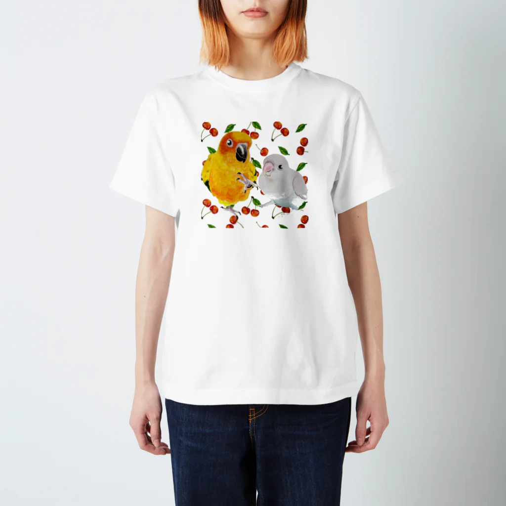 mariechan_koboの006 コガネメキシコインコとボタンインコ Regular Fit T-Shirt