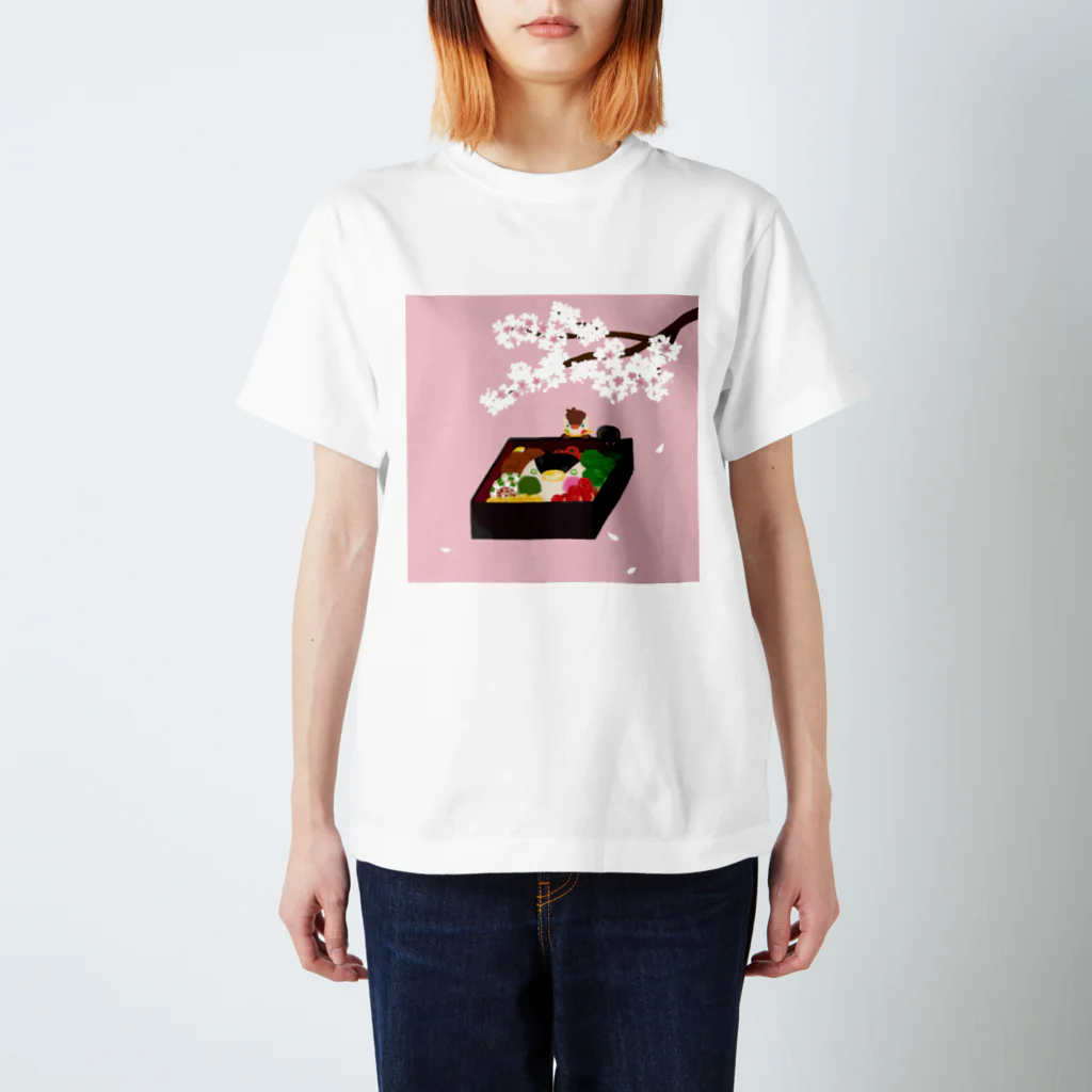 月見里 雀 -yamanashi suzume-のお花見雀 Regular Fit T-Shirt