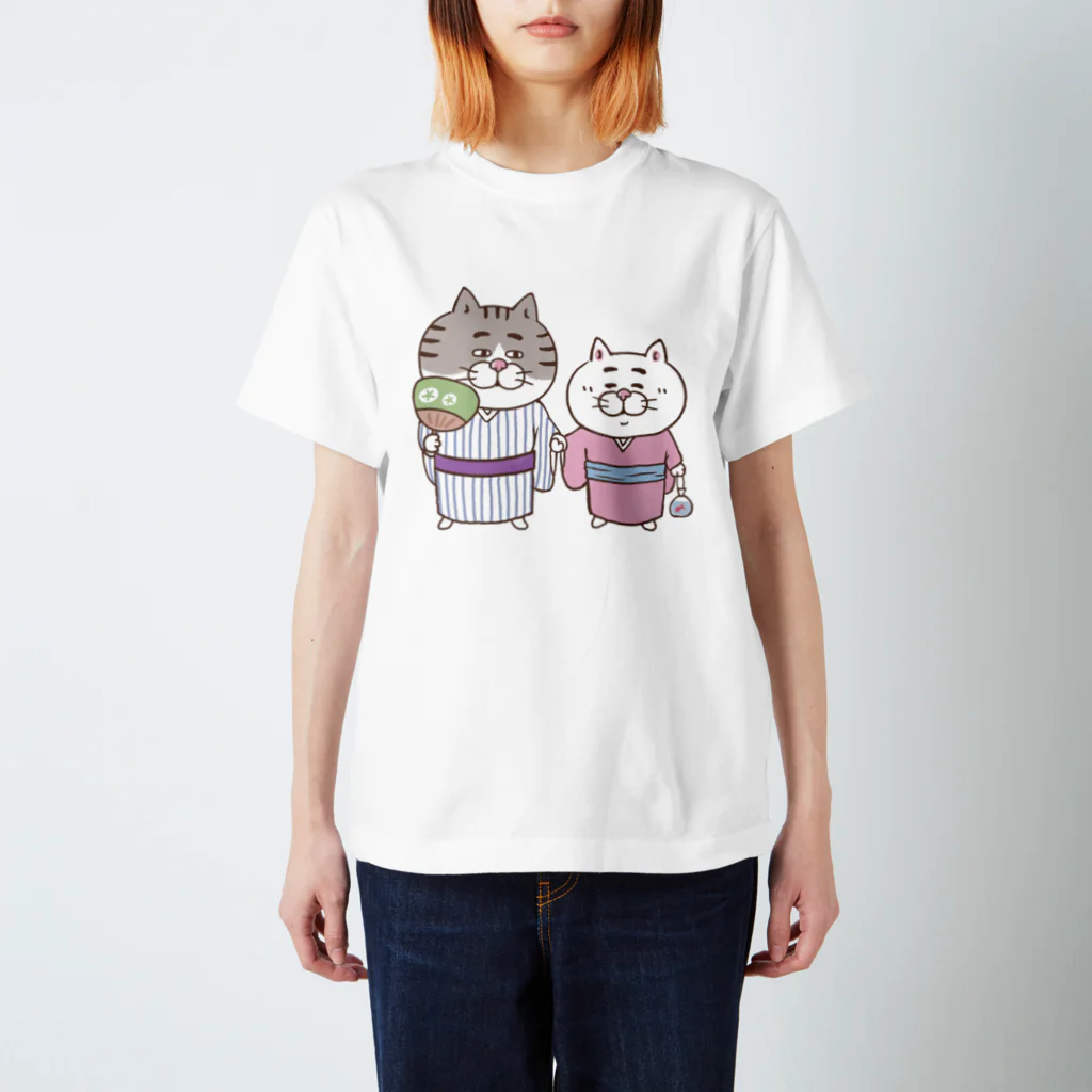 目つきの悪い猫＠いけやけいの浴衣にゃんこ スタンダードTシャツ