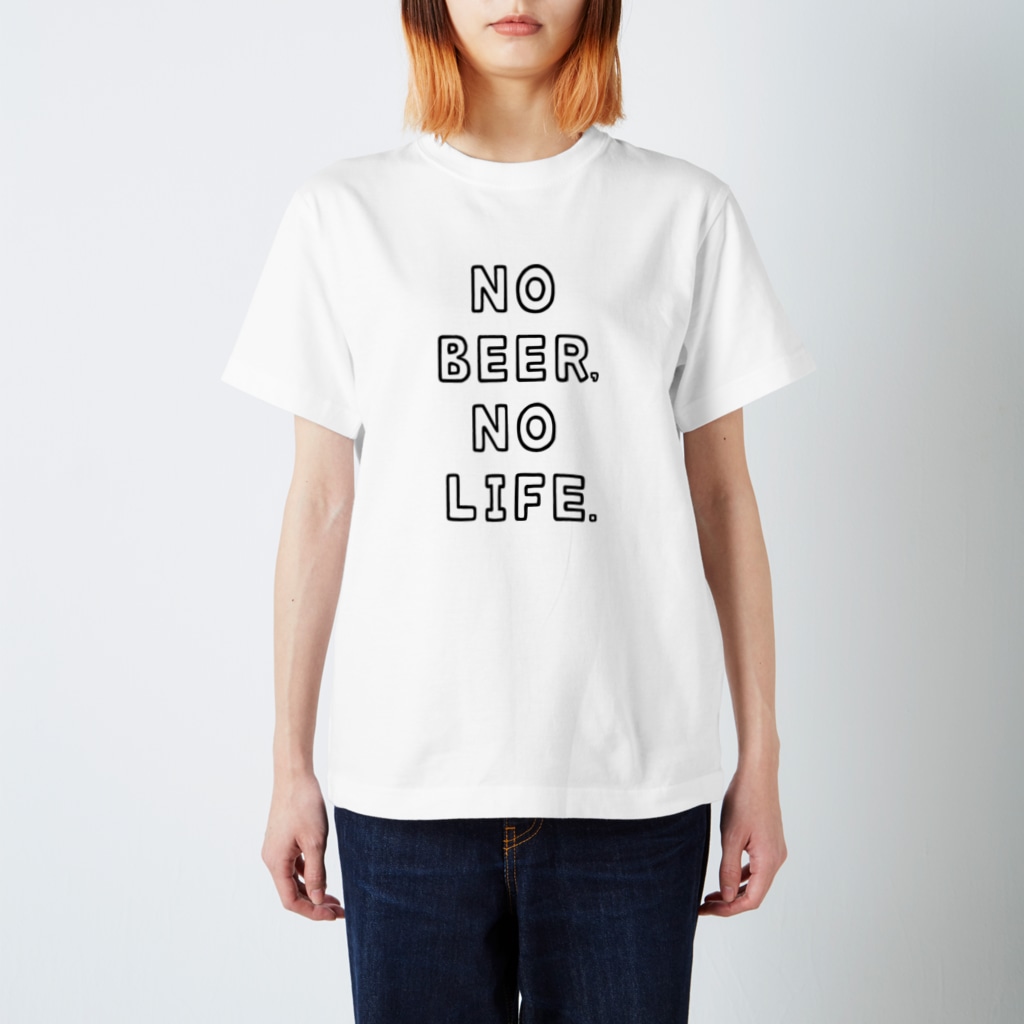 AliviostaのNO BEER, NO LIFE. ビール 酒ロゴ Regular Fit T-Shirt