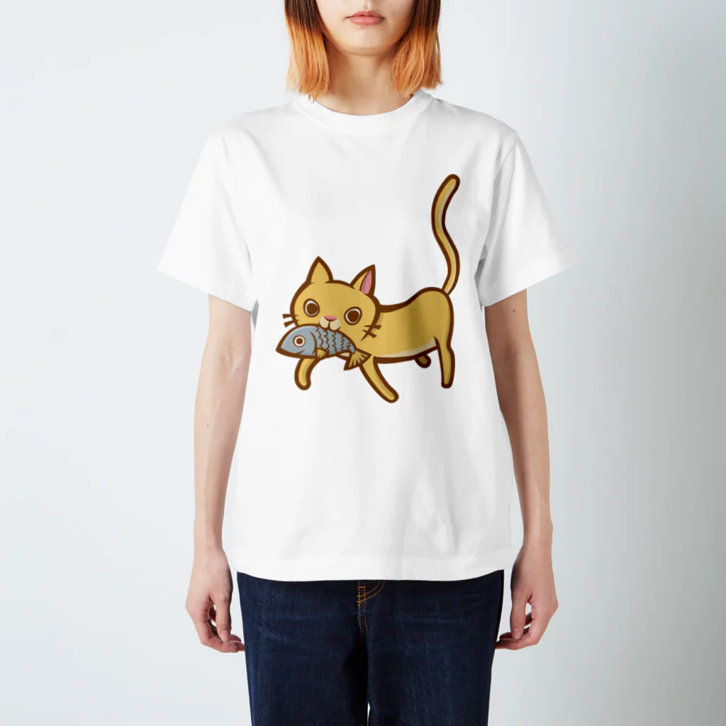 NOMAD-LAB The shopのお魚くわえた猫ちゃんのお買い物？？ Regular Fit T-Shirt