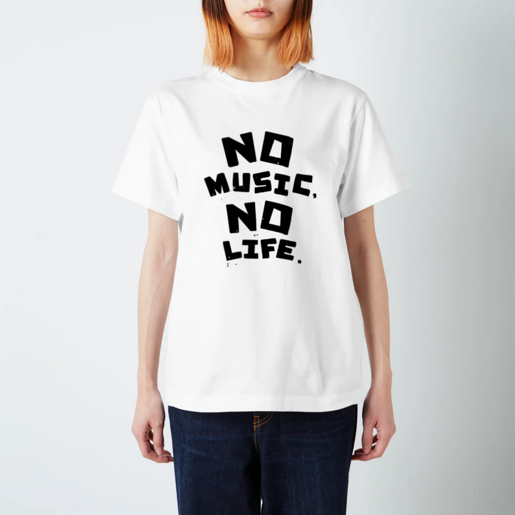 AliviostaのNO MUSIC, NO LIFE. ノーミュージックノーライフロゴ スタンダードTシャツ