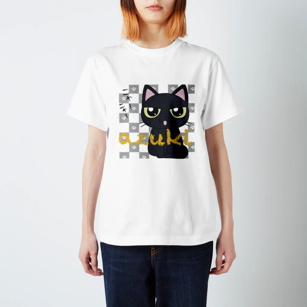 ざむの黒猫あずきたん スタンダードTシャツ