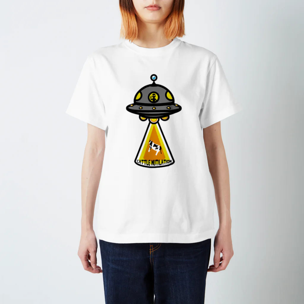 CɐkeccooのUFO★キャトルミューティレーション-宇宙人乗車中 スタンダードTシャツ