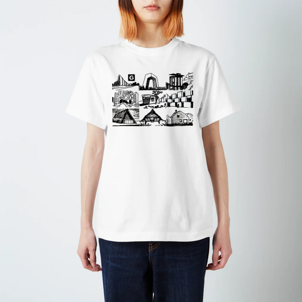 GO STORES   のまいにちけんちく Regular Fit T-Shirt