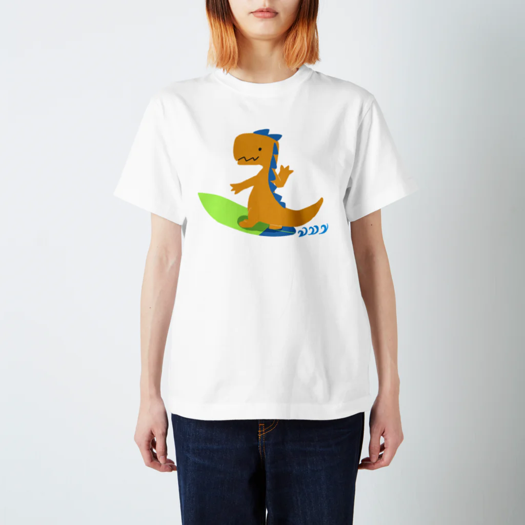 骨犬工房のサーフィンするかいじゅう スタンダードTシャツ