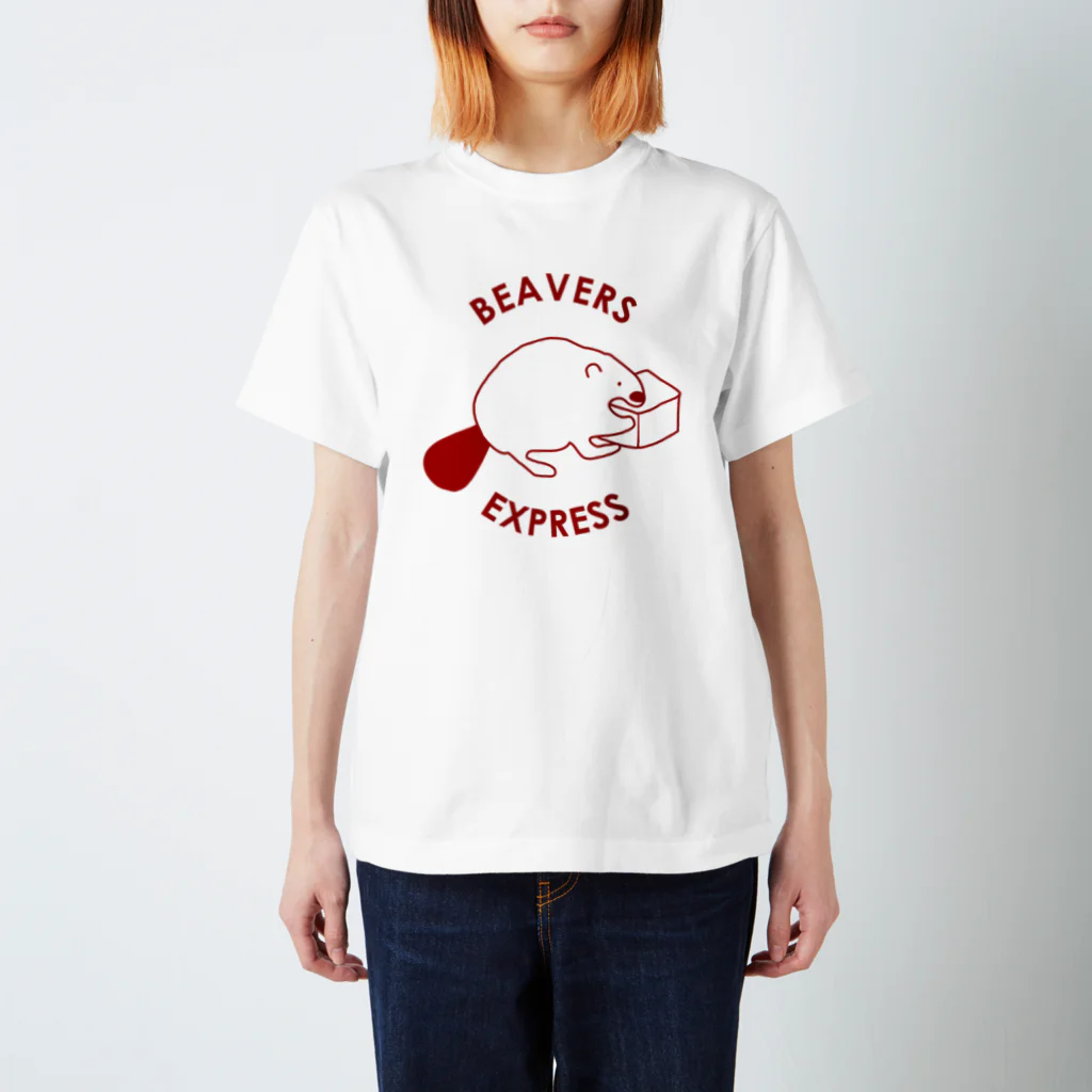 BEAVERS EXPRESSのビーバーくん（赤） スタンダードTシャツ