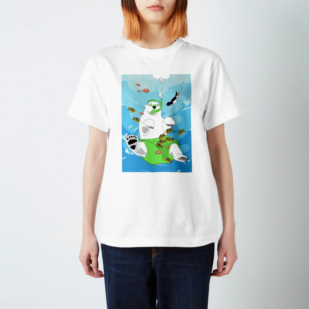 しろくまくんショップのしろくまくんおさかなフィーバー スタンダードTシャツ