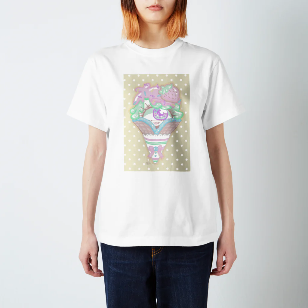 はまくそゆうきちの単眼ちゃんショップ👁💜💛のアイスクリーム単眼ちゃん スタンダードTシャツ