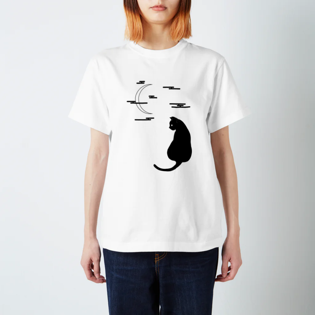 ChikahiのCat with Moon Regular Fit T-Shirt