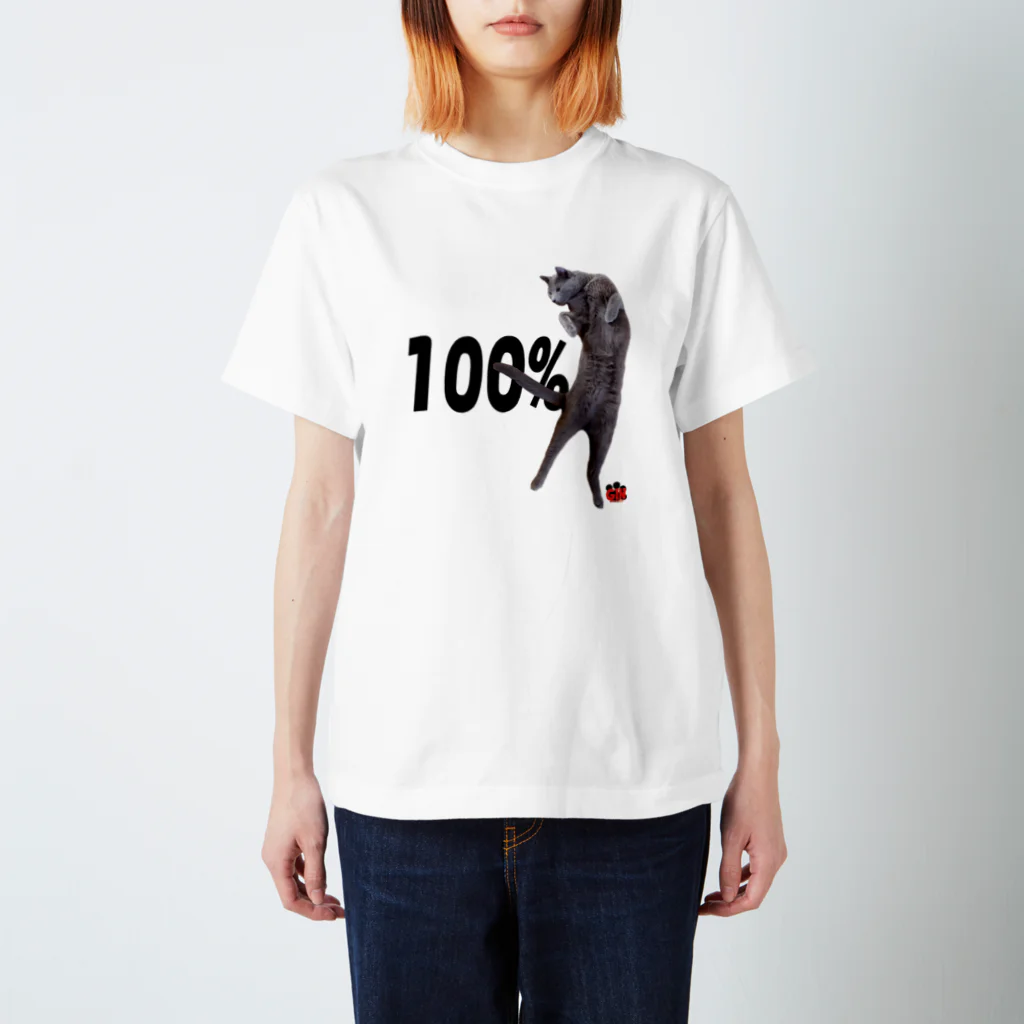 アトリエGINのロシアンブルー銀　猫の100% Tシャツ(オリジナルVer) スタンダードTシャツ