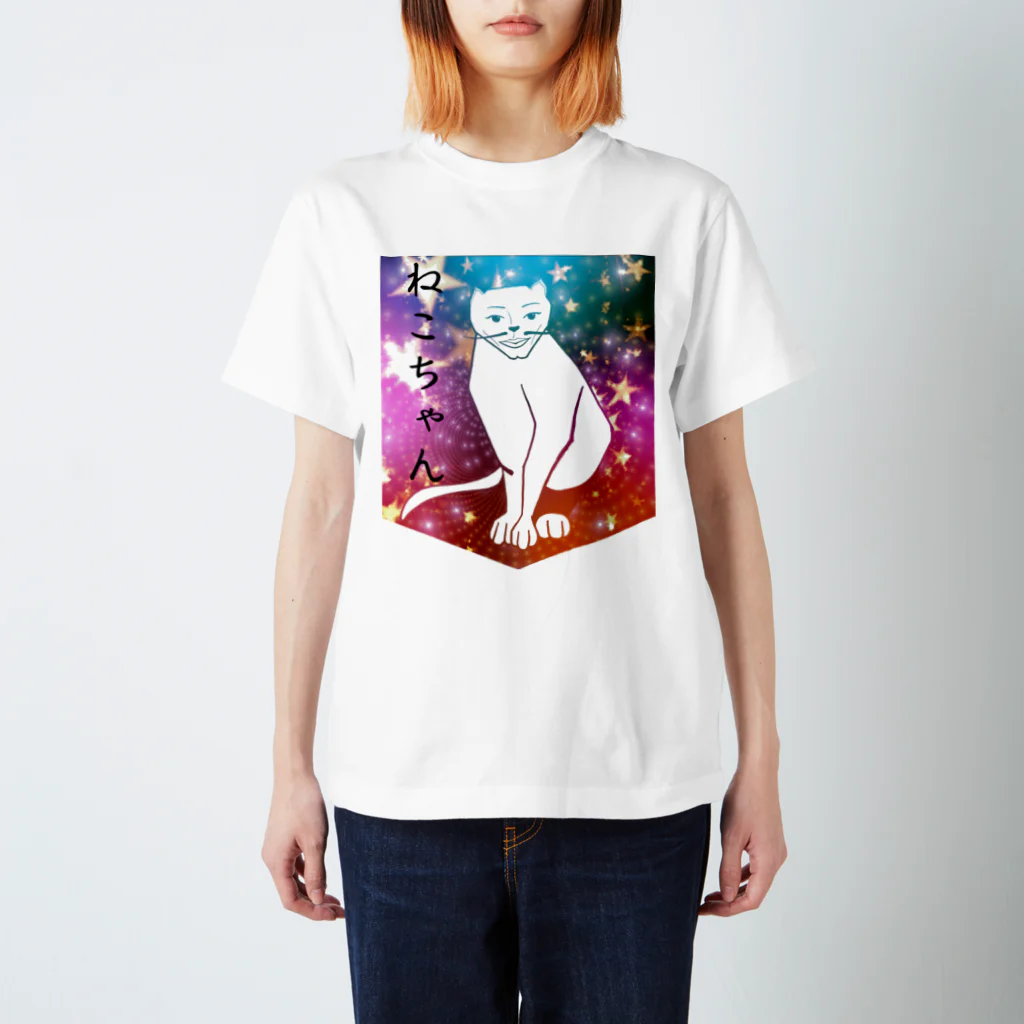 よこやまのダサTショップ　の前田デザイン室ダサT17　おじいちゃんが描いた猫 スタンダードTシャツ