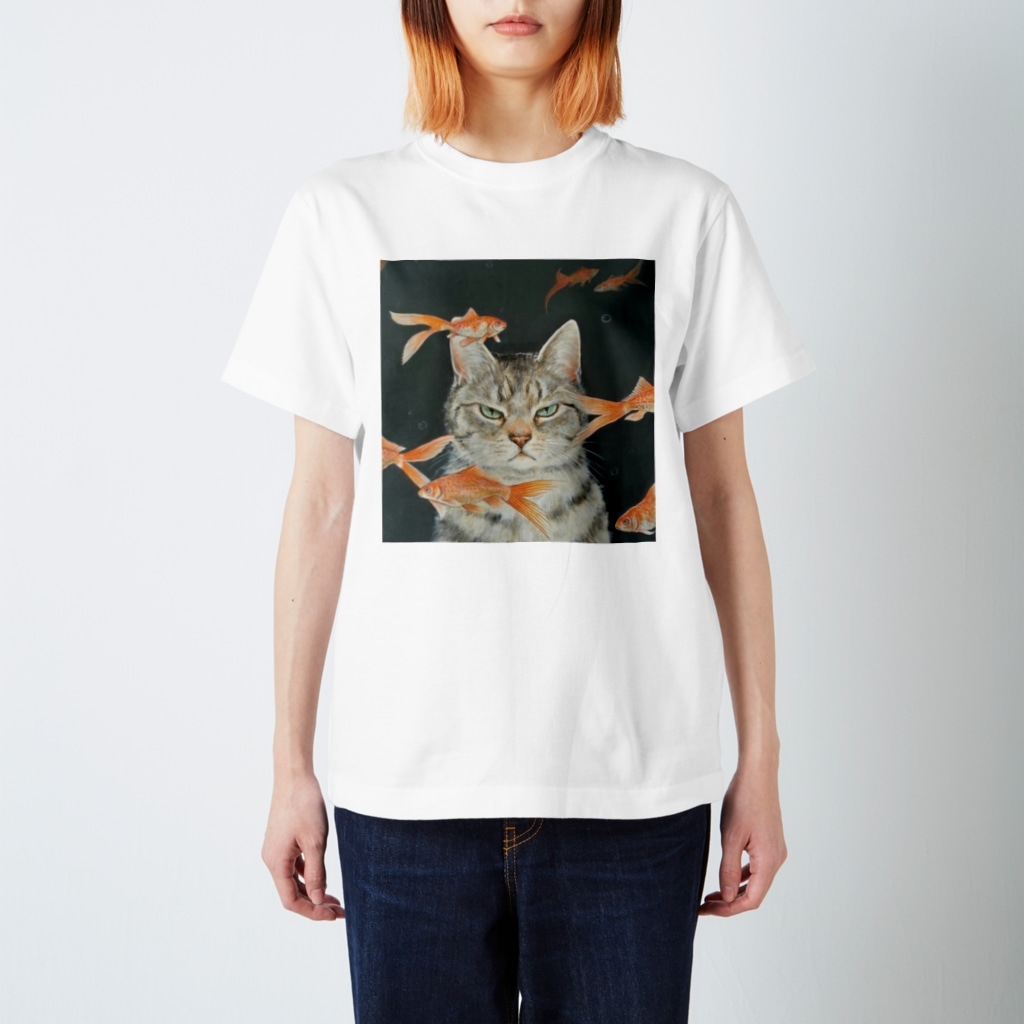 金魚と猫 おちょぴ omagoooooo のスタンダードtシャツ通販 Suzuri スズリ