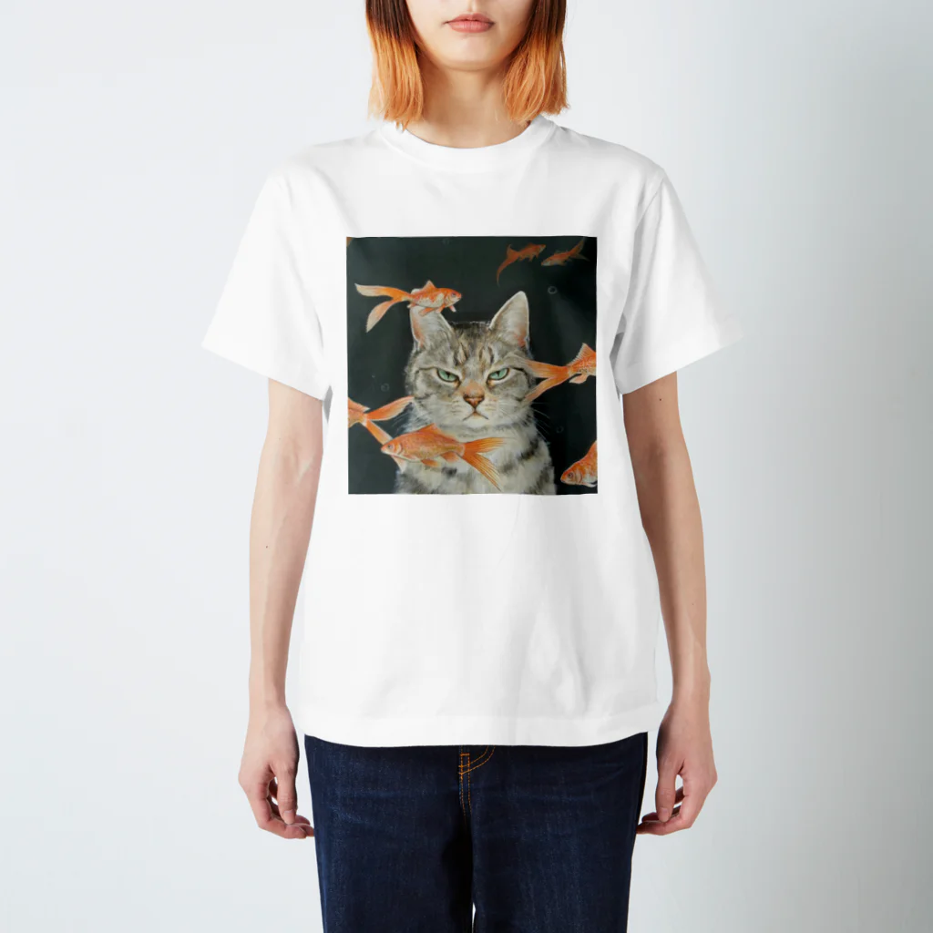 おちょぴの金魚と猫 スタンダードTシャツ