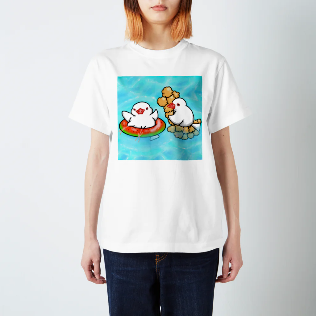 Lily bird（リリーバード）のぷかぷか水遊び文鳥ず スタンダードTシャツ