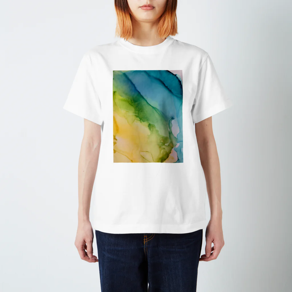 nenekomichiの海-アルコールインクアート Regular Fit T-Shirt