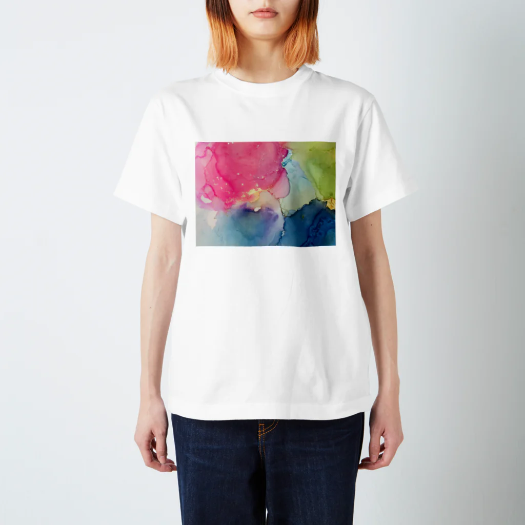 nenekomichiの華-アルコールインクアート Regular Fit T-Shirt