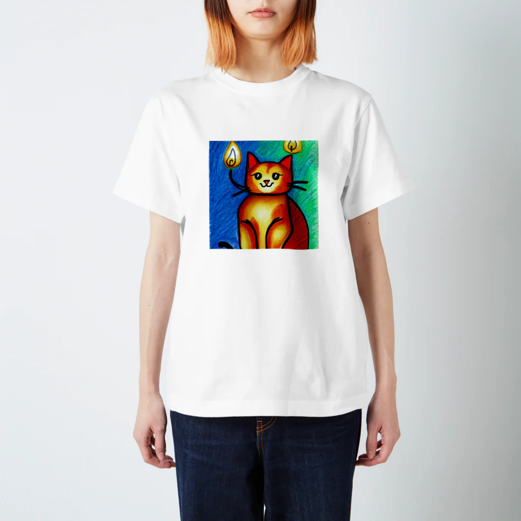 withCatsのモフらないとヒゲが燃える猫 スタンダードTシャツ