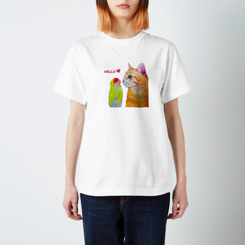 harupink🌸ペット似顔絵illustのhello my friend  Regular Fit T-Shirt