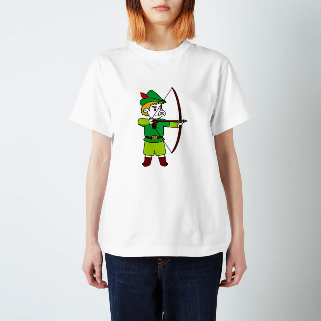 豚人イラストのパンダ武島のピッグ・フッド Regular Fit T-Shirt