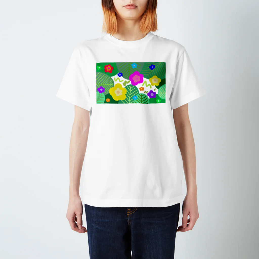 うにぽっぷこーんの観葉植物とお花 スタンダードTシャツ