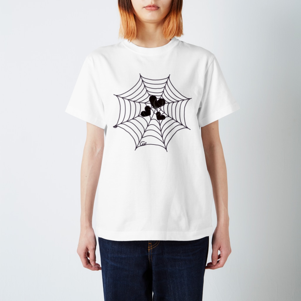 イラスト MONYAAT のハートをキャッチな蜘蛛の巣D Regular Fit T-Shirt