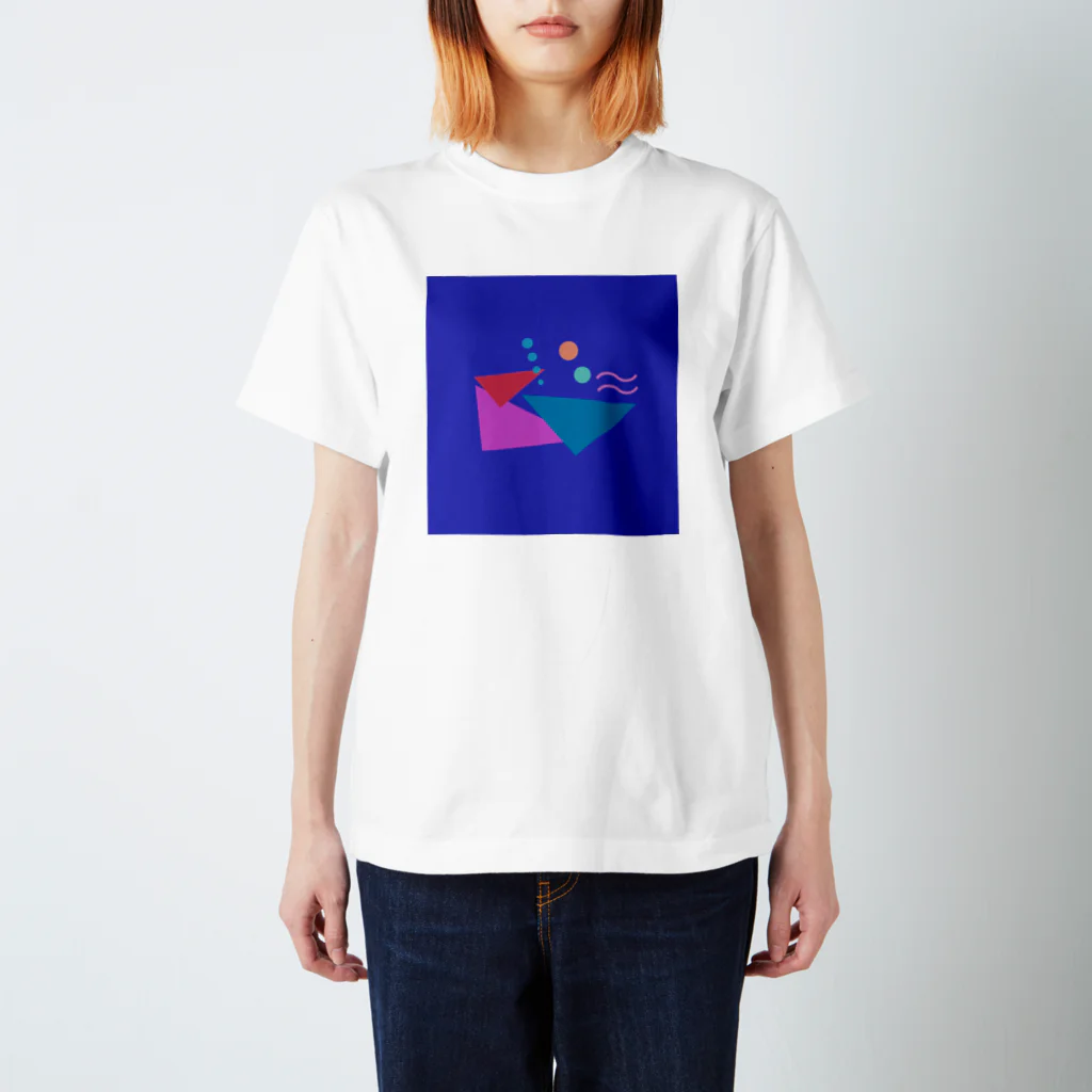 けいごの泳ぐ図形 あお スタンダードTシャツ