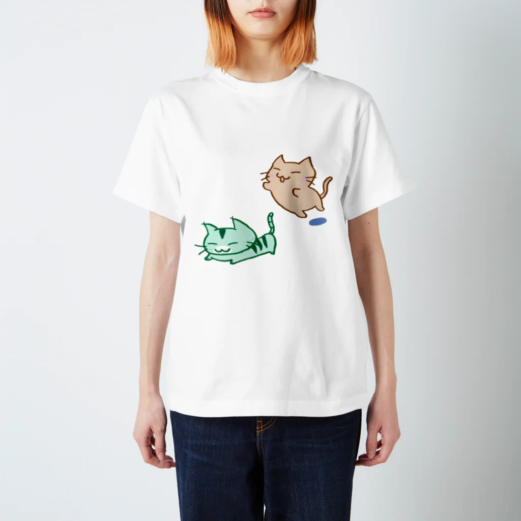 まりにゃんずのじゃれる まりにゃんず (フチなし) Regular Fit T-Shirt