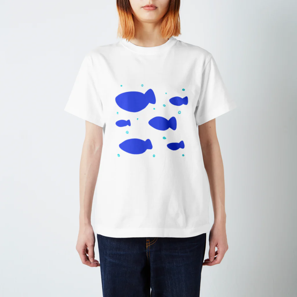 imuyの青い魚のイラスト スタンダードTシャツ