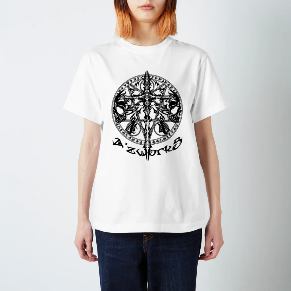 Ａ’ｚｗｏｒｋＳのTRIBALCROSS BLK Re スタンダードTシャツ