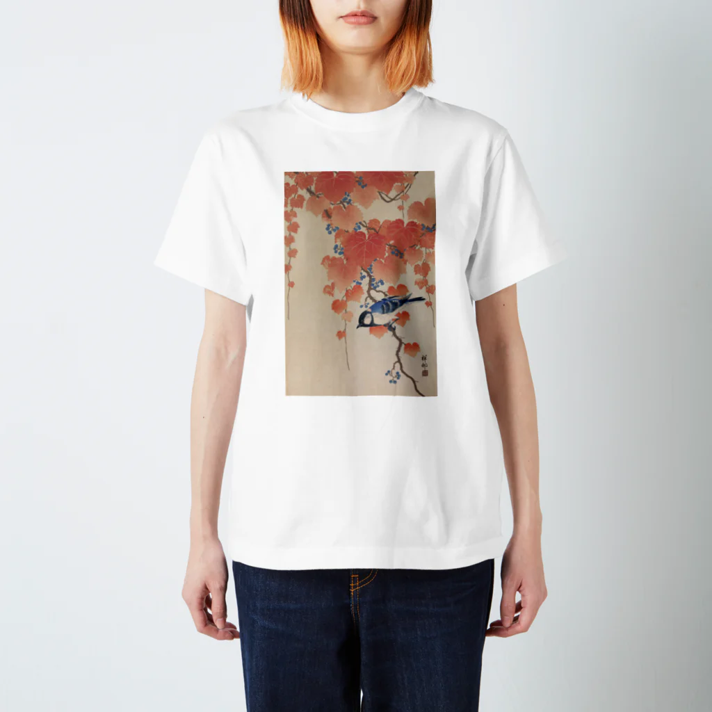 寿めでたや(ukiyoe)の蔦に四十雀 スタンダードTシャツ