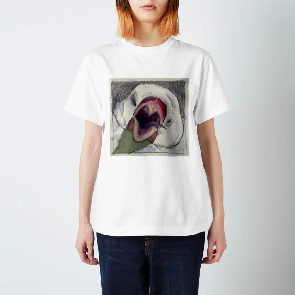 Rainy_Rainyの眠いか怒ってる白文鳥 スタンダードTシャツ