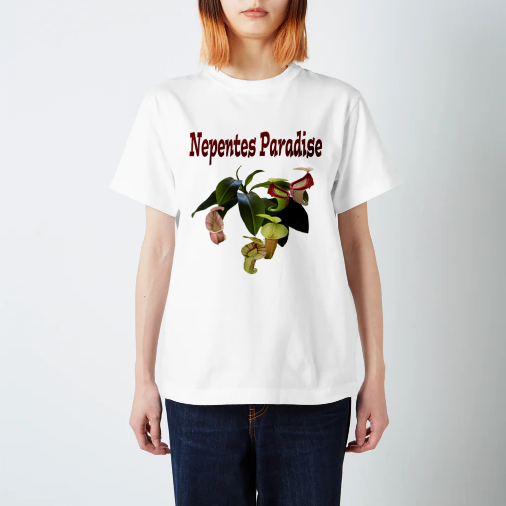 Exotc Peony～絵夢～のNepentes Paradiseシリーズ白 スタンダードTシャツ